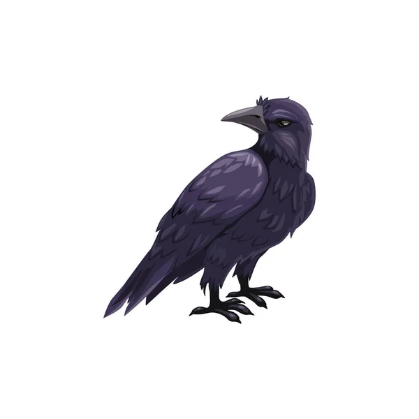 Black Crow Halloween Creepy Character Raven Bird Cartoon Vector Mascot — Vector de stock