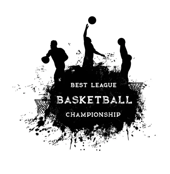 Basketball Players Silhouettes Grunge Background Basketball Championship Sport Tournament League — Archivo Imágenes Vectoriales