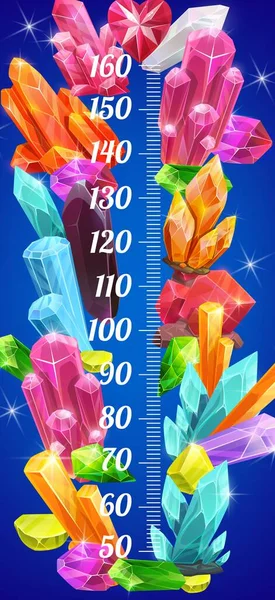 Kids Height Chart Meter Precious Stones Magic Crystals Gems Stadiometer — Vector de stock