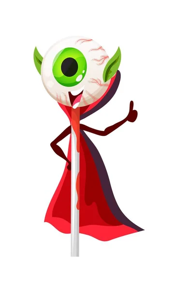 Cartoon Halloween Vampire Lollipop Vector Funny Eyeball Candy Streaks Peaked — Vettoriale Stock