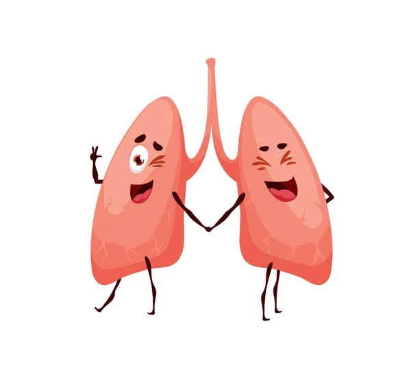 Human Funny Cartoon Lungs Character Cute Vector Personage Part Respiratory — стоковый вектор