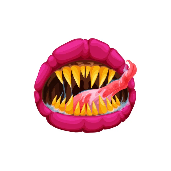 Monster Mouth Halloween Horror Holiday Lips Fangs Isolated Cartoon Icon — Stockový vektor