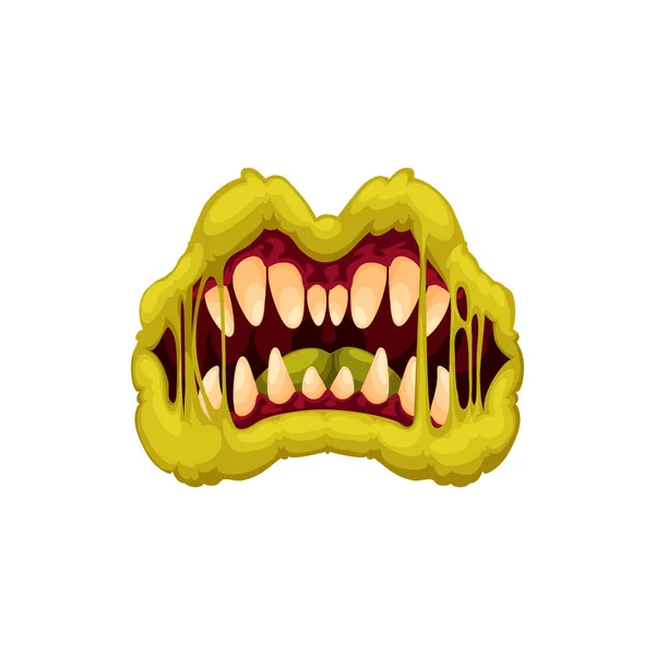 Scary Monster Mouth Green Goblin Lips Isolated Cartoon Monster Icon — Vector de stock