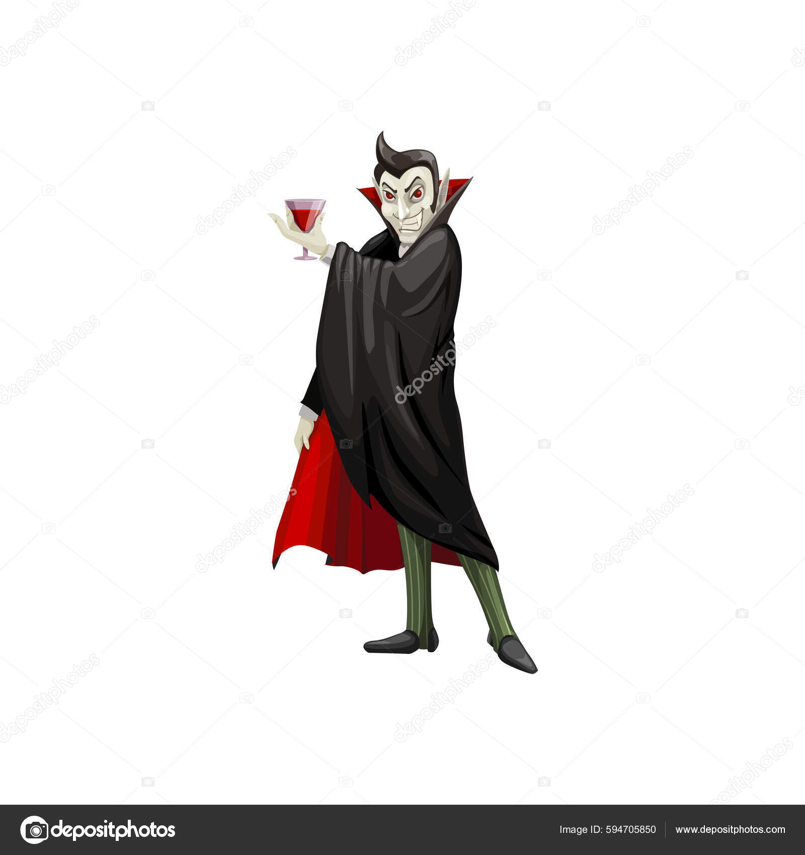 Cartoon Vampire Spooky Halloween Character Dracula Personage Blood.