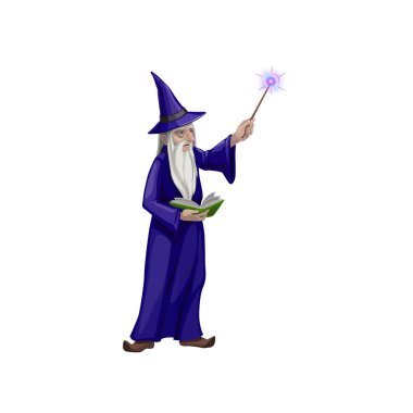Sihirli değneği olan yaşlı bir sihirbaz, büyü kitabından büyü yapıyor. Merlin ya da Dumbledore çizgi filmi Cadılar Bayramı 'nda uzun gri sakallı, mor uzun cübbeli, cadı şapkalı ve eğri burunlu çizme giyen biri.