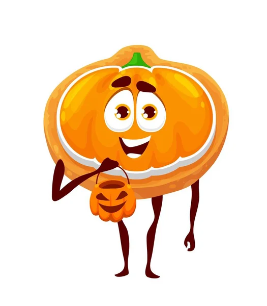 Cartoon Halloween Pumpkin Gingerbread Vector Cookie Character Holding Jack Lantern — Image vectorielle