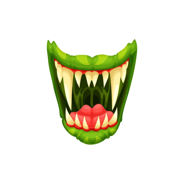 Troll Dracula Vampire Green Lips Teeth Fangs Mouth Isolated Cartoon — Διανυσματικό Αρχείο