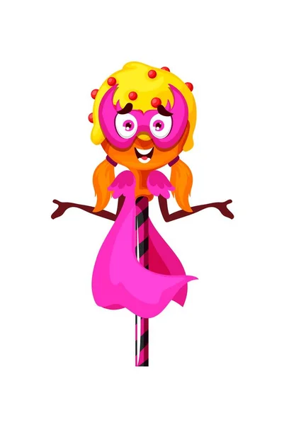 Halloween Cartoon Lollipop Vector Candy Cute Funny Girl Character Blond — 图库矢量图片