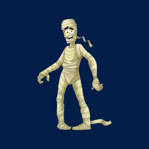 Cartoon Spooky Mummy Halloween Character Vector Funny Bandaged Monster Costume — Stockový vektor