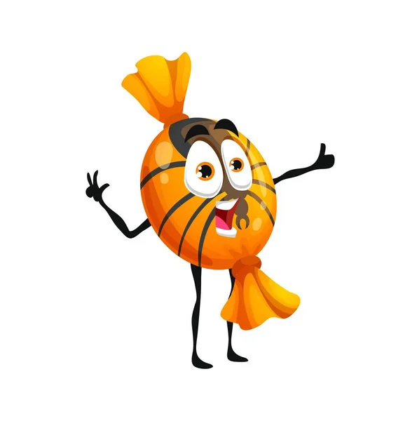 Cartoon Halloween Candy Vector Toffee Orange Wrap Spider Cheerful Sweets — ストックベクタ