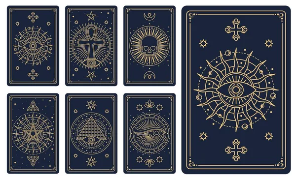 Tarot Cards Astrology Card Occult Mason Symbols Tarot Arcana Cards — Vetor de Stock
