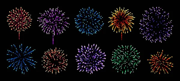 Pixel Art Firework Explosion 8Bit Game Asset Party Firework Explosion — Stock Vector