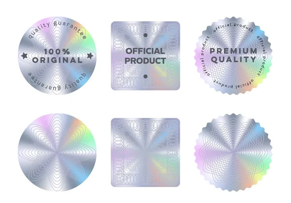 Hologram Stickers Labels Holographic Texture Vector Silver Square Wavy Product — Stock Vector