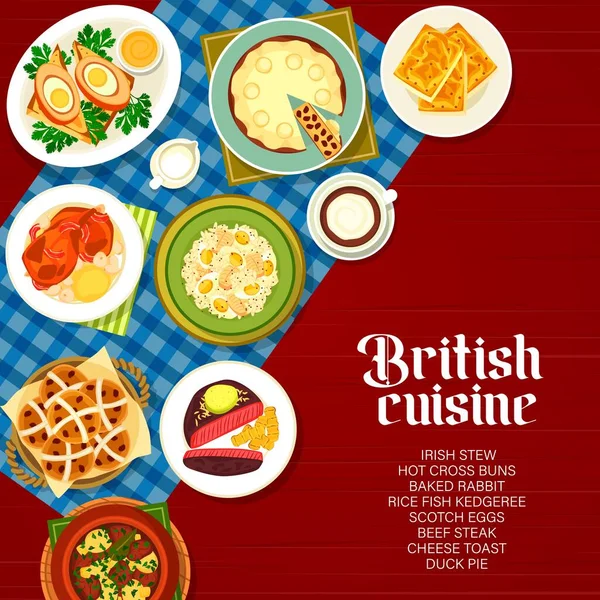 British Cuisine Meals Dishes Menu Page Cover Hot Cross Buns — стоковий вектор