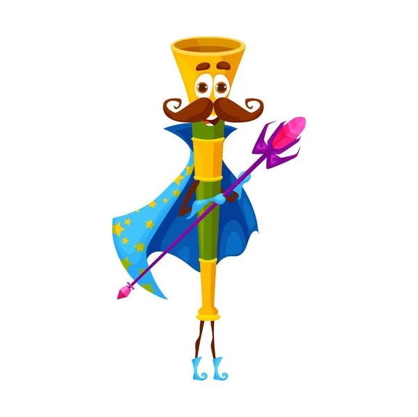 Cartoon Vuvuzela Wizard Character Isolated Vector Magician Musical Wind Instrument — 图库矢量图片