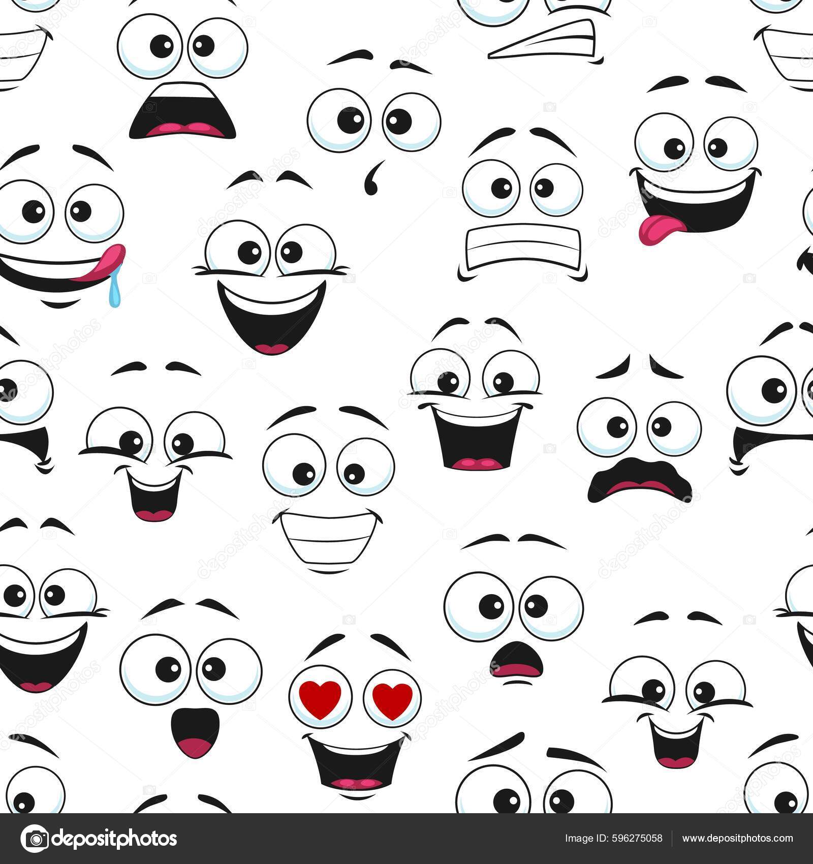 Happy Cartoon Faces Seamless Pattern Vector Background Smiling Excited  Surprised Stock Vector Image by ©Seamartini #596275058