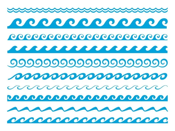 Sea Ocean Wave Water Borders Frames Water Wave Marine Decoration — Stockvector