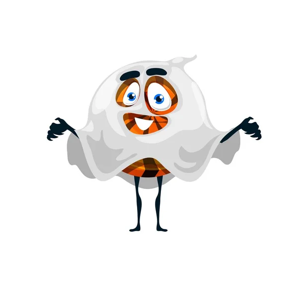 Cartoon Halloween Ghost Candy Character Vector Funny Toffee Wear White — Stockvector