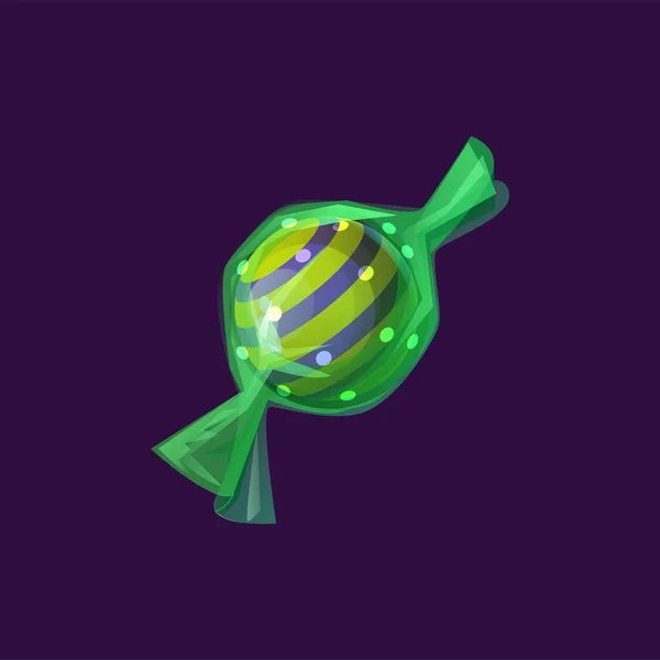 Chocolate Candy Glossy Spiral Ball Green Wrap Isolated Halloween Holiday — Stockvektor