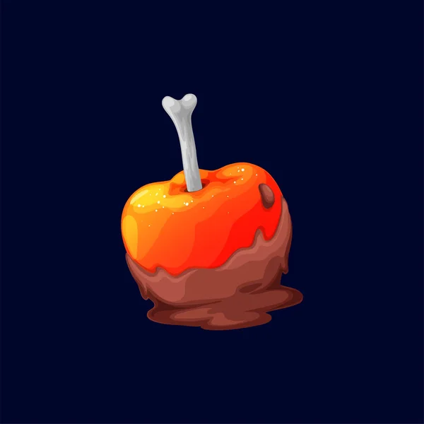 Fruity Candy Red Apple Chocolate Topped Human Bone Isolated Halloween — Archivo Imágenes Vectoriales