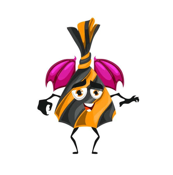 Halloween Candy Character Bat Wings Vector Funny Dessert Cartoon Naughty — Stock Vector