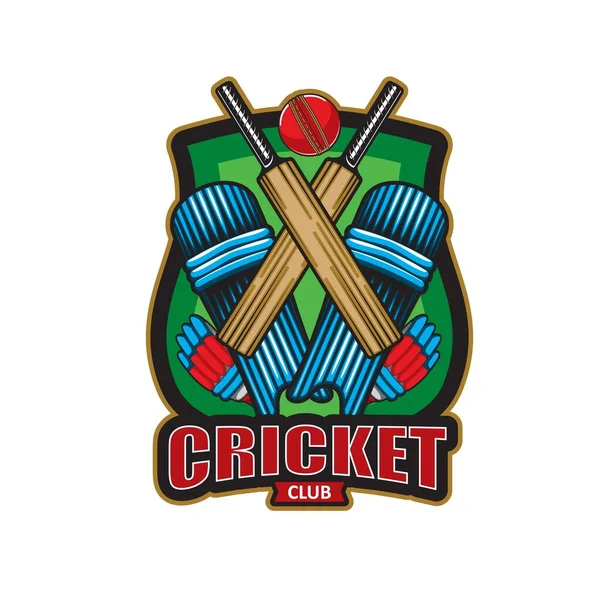 Cricket Game Icon Ball Bat Sport Items Vector Cricketer Club — Vettoriale Stock