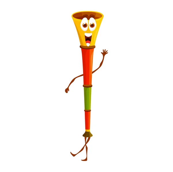 Cartoon Musical Vuvuzela Character Music Wind Instrument Personage Isolated Vector —  Vetores de Stock
