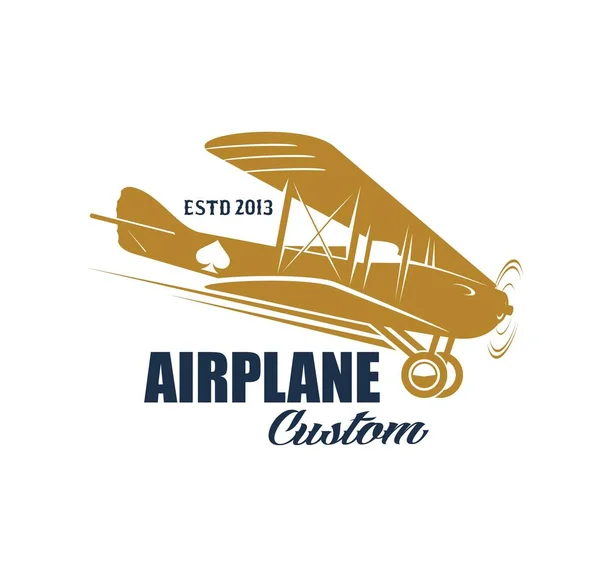 Custom Airplane Service Icon Old Aeroplanes Museum Repair Service Symbol — Archivo Imágenes Vectoriales