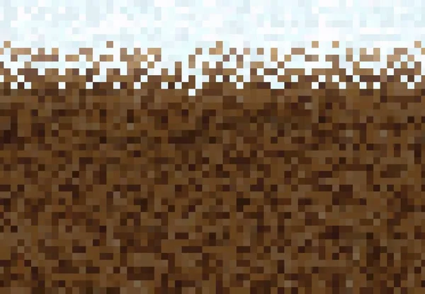 Cubic 8Bit Pixel Art Game Ice Snow Ground Block Background — Stock Vector