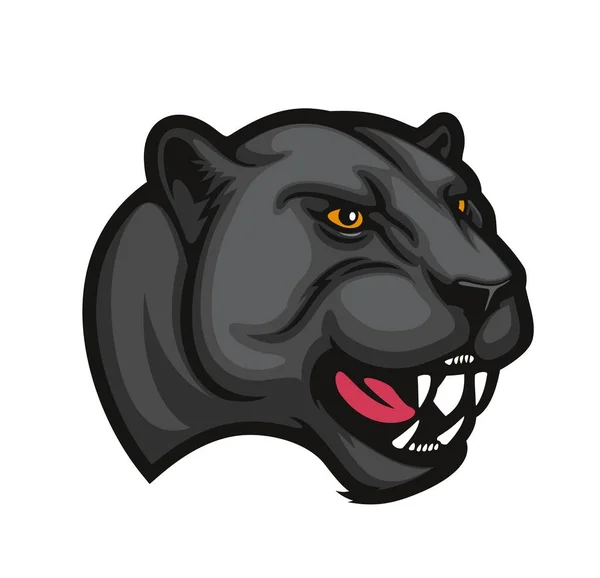 Angry Black Panther Leopard Cartoon Animal Mascot Roaring Wild Cat — Stockový vektor