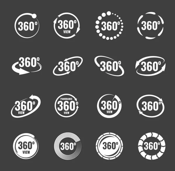 360 Degrees Virtual Camera Rotate Icons Perspective Panorama 360 Degree — Vettoriale Stock