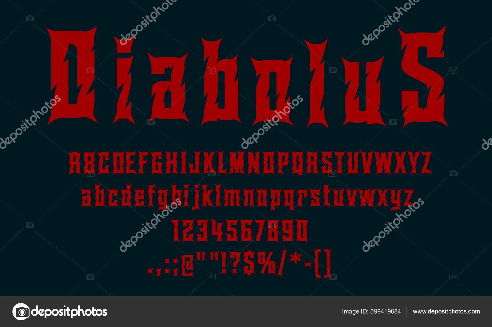 Horror Devil Evil Font Scary Halloween Alphabet Text Typography.
