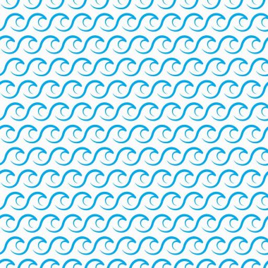 Blue ocean and sea waves seamless pattern. Abstract nautical background, wavy seamless pattern or vector wallpaper. River flow line ornament, sea wave textile
