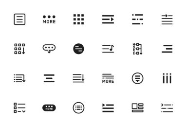 Hamburger menu icons, web and mobile app navigation buttons, vector website UI. Hamburger or burger line menu icons of home or mobile app drop list and application drawer or more popup menu bars