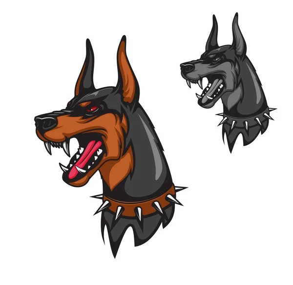 Angry Aggressive Doberman Dog Mascot University College Sport Team Angry — ストックベクタ