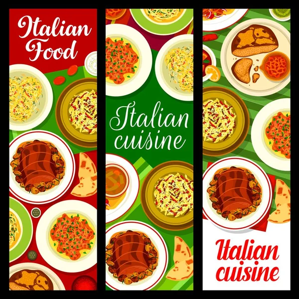 Italian Cuisine Banners Meat Bread Beef Meat Chianti Crudo Crispy — Stockový vektor