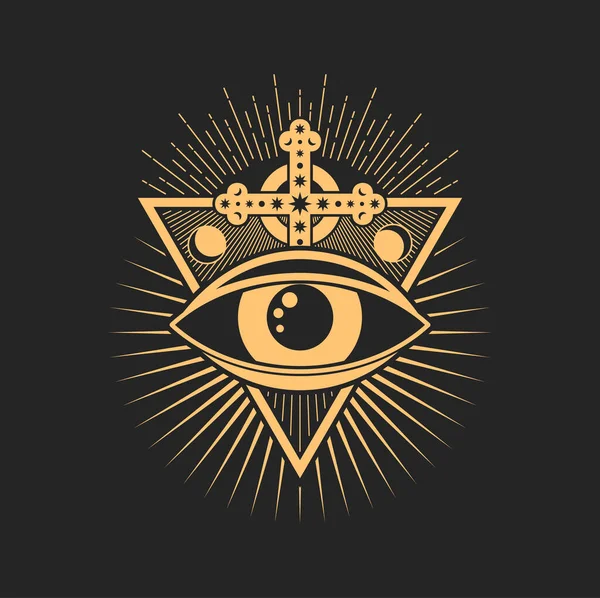 Prediction Eye Tattoo Occult Esoteric Symbol Vector Tarot Magic Symbol — 图库矢量图片