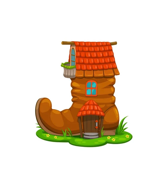 Cartoon Fairytale Boot House Building Forest Pixie Gnome Home Fairytale — Vetor de Stock