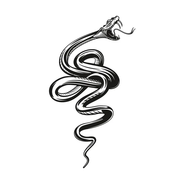 Татуювання Змії Розлючена Чорна Змія Або Змія Векторний Рок Або — стоковий вектор
