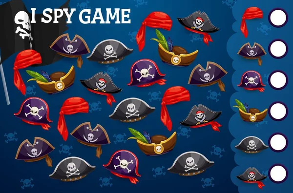 Spy Game Pirate Tricorn Cocked Hats Bandana Vector Educational Worksheet — ストックベクタ