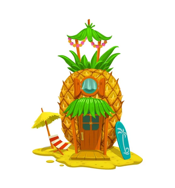 Cartoon Fairytale Pineapple House Building Tropical Fruit Fantasy Dwelling Shack —  Vetores de Stock