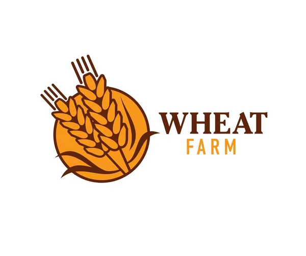 Wheat Farm Icon Rice Oat Barley Millet Cereal Ears Organic — Stock vektor