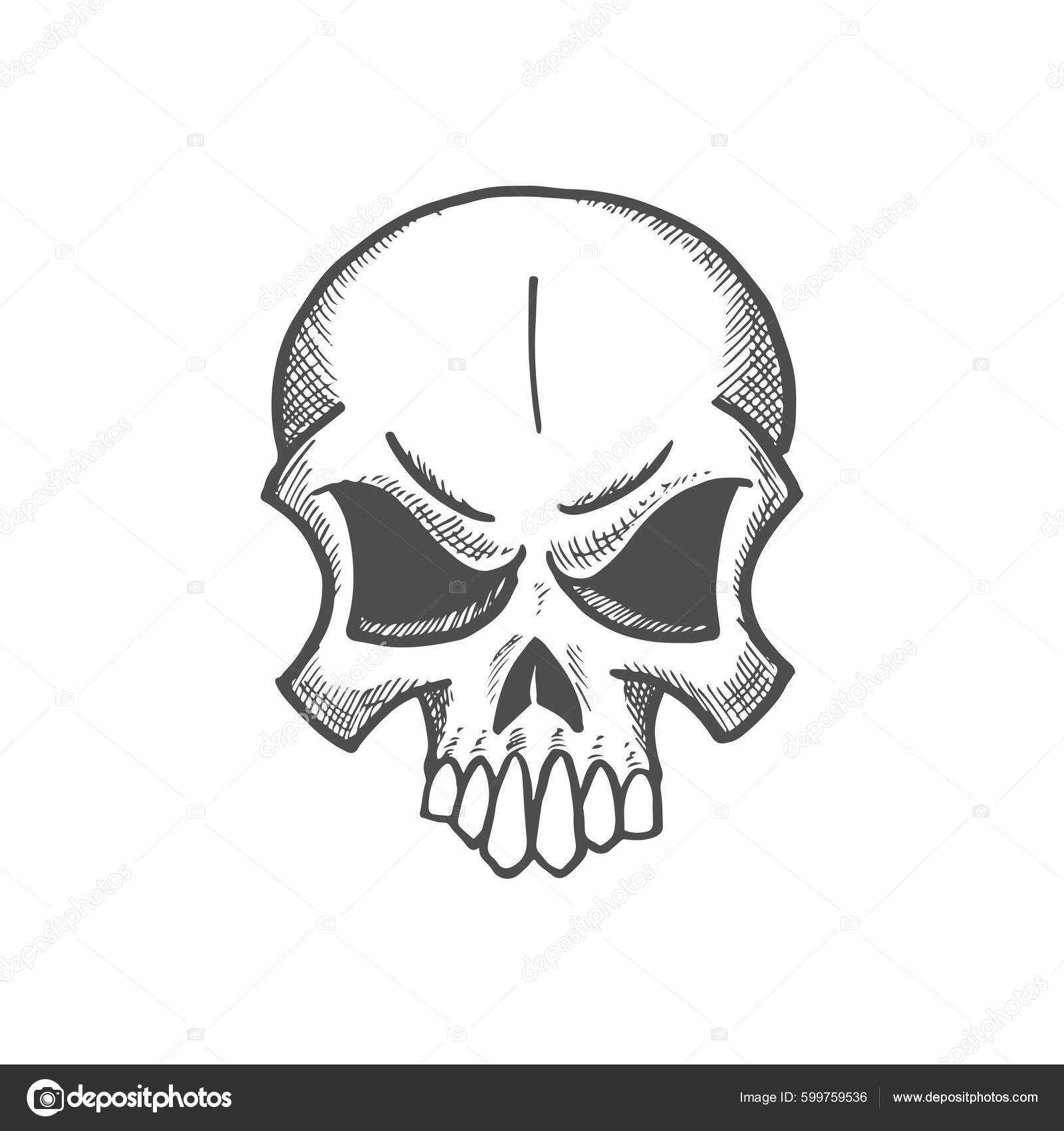 Hand drawn vector death scary human skulls collection. Ske… | Flickr