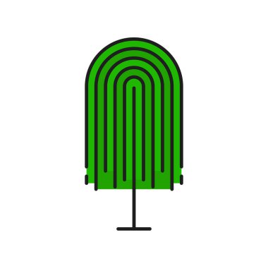 Tree icon, green forest or park garden plant, vector isolated symbol. Oak, willow or birch tree with leaves and branches in thin line or flat outline, exotic tropical and forest plant icon