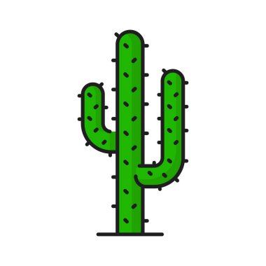 Cactus icon, plant of tropical tree or exotic park and garden forest, vector isolated symbol. Green succulent with pricks, agave, opuntia or saguaro cactus, Mexican or Texas desert green plant