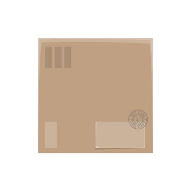 Brown envelope with poststamp and mailing address isolated vector. Postal correspondence icon