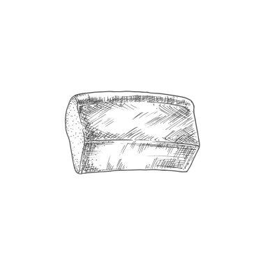 Square loaf of bread isolated monochrome sketch. Vector pastry food or bakery product