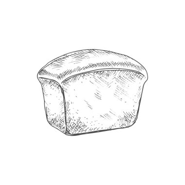 Square loaf of bread isolated monochrome sketch. Vector pastry food or bakery product