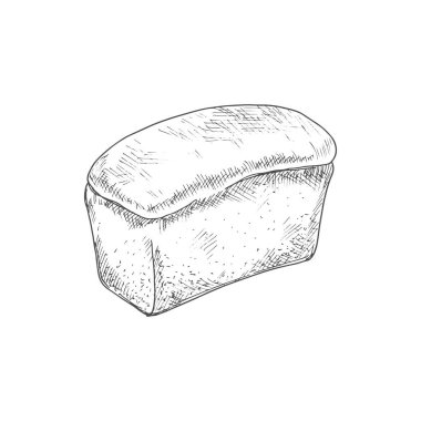 Square loaf of bread isolated monochrome sketch. Vector pastry food or bakery product