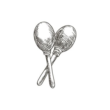 Rumba shaker isolated maracas musical instrument. Vector chac-chac Cinco de mayo maraca shakers